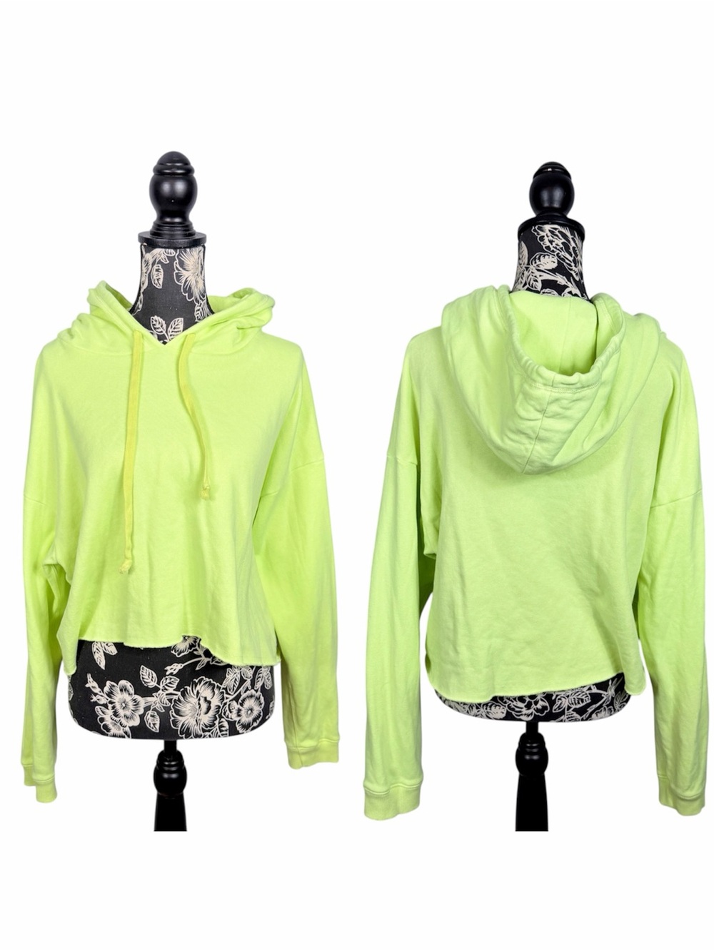 American Eagle neon green soft cropped long sleeve hoodie size large